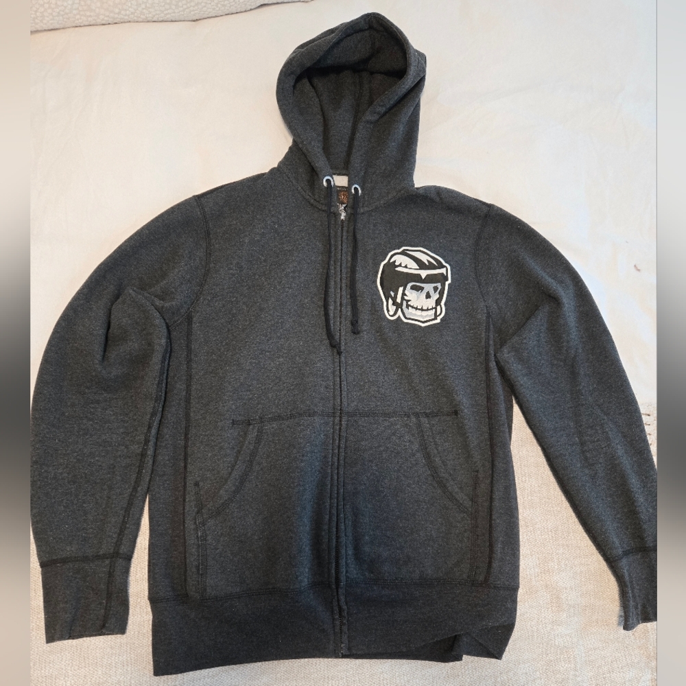 Ironhead Hockey Gray Hoodie with Skull Patch